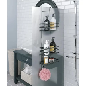 Üç Katlı Asmalı Banyo Duş Rafı - Siyah LM580