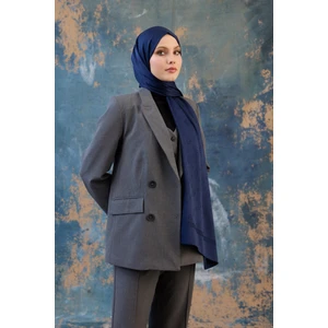 Fall Winter İpeksi Jakar Şal Lacivert 9018-12