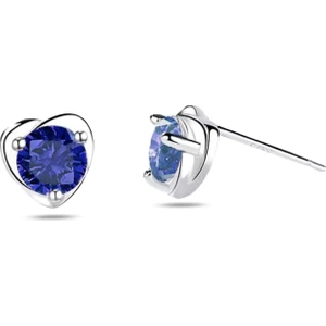 Safir Taşlı Kalp Tasarımlı Bayan Gümüş Küpe