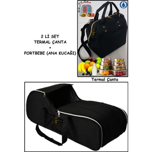 Portbebe Ana Kucağı ve Bebek Bakım Termal Çantası İkili Set