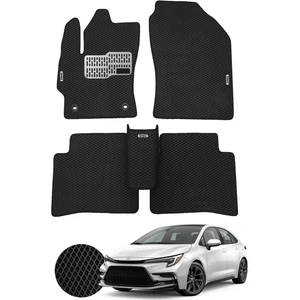 Toyota Corolla 2019-2024 Sedan Hücreli Paspas Seti, Premium Eva Tam Set Paspas Takımı Siyah