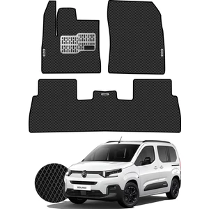 Citroen Berlingo 2019-2024 Uyumlu Hücreli Premium Eva Paspas Seti Tam Set Paspas Takımı Siyah
