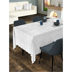 Sima Home Kadife Dokulu Beyaz Renk Masa Örtüsü