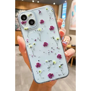 3gen Case Mor Çiçekler Desenli Şeffaf Silikon Kılıf Apple iPhone Modelleri Uyumlu