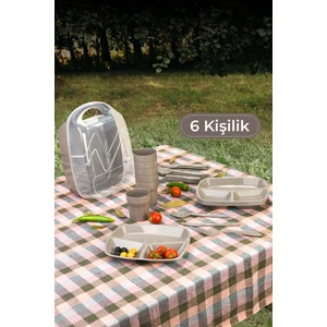 Tekno Trust 6 Kişilik Çantalı Piknik Seti Bej