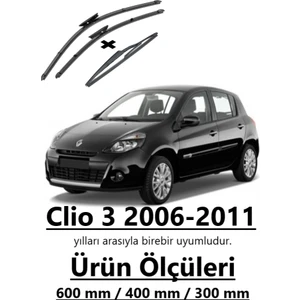 Renault Clio3 2006-2011 Ön ve Arka Muz Silecek Takımı
