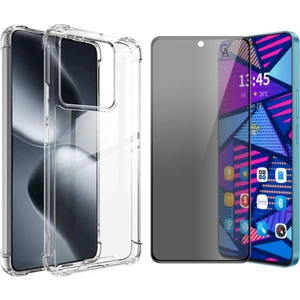 Xiaomi Mi 14T Pro Uyumlu Köşe Dolgulu Anti Shock Telefon Kılıfı ve Hayalet Privacy Ekran Koruyucu
