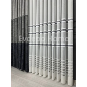 Aplik Tül Perde, 1/3 Sık Pile Ekru  360 x 200 cm