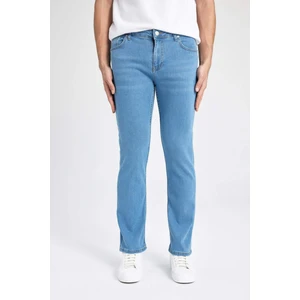 Erkek Mavi Sergio-Regular Fit Düz Kesim Boru Paça Basic Düz Pamuklu Kot Pantolon B8550AXNS
