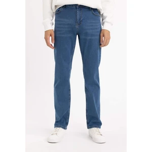 Erkek Mavi Sergio-Regular Fit Düz Kesim Boru Paça Basic Düz Pamuklu Kot Pantolon B8550AXNS