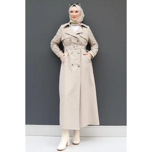 Liza Düğmeli Trenç Bej
