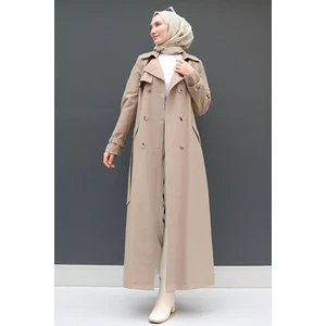 Liza Düğmeli Trenç Vizon