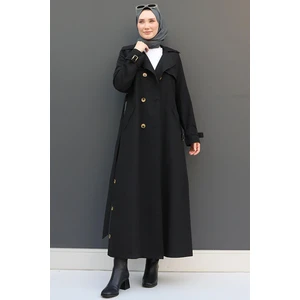 Liza Düğmeli Trenç Siyah