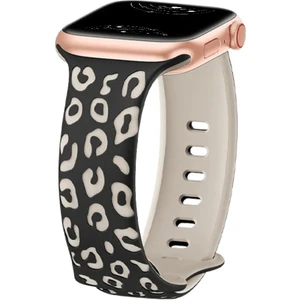 Apple Watch 10 42MM - 38/40/41MM Kordon Leopar Desen Yumuşak Silikon Kordon 2/3/4/5/6/se/7/8/9