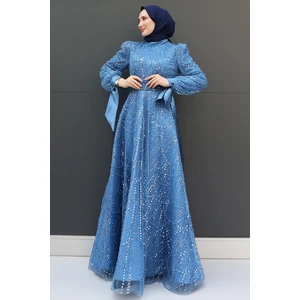 Giza Store Selver Tesettür Abiye Mavi