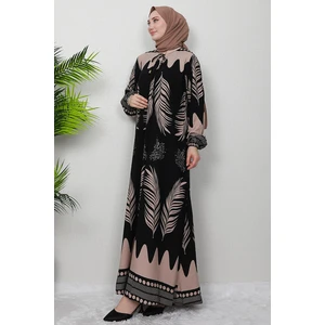 Giza Store Yaprak Tesettür Elbise Acı Kahve