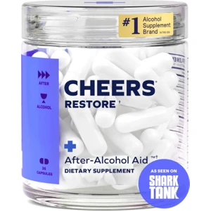 Cheers Restore  Supplement With Dhm + L-Cysteine  Feel Better After Drinking & Support Your Liver  12 Doses  Dihydromyricetin, Cysteine, Prickly Pear, B-Vitamins, Ginger 36 Capsul.made In Usa