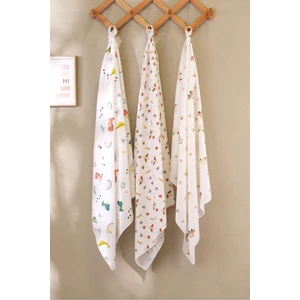 3 Adet Çok Amaçlı Müslin Örtü & Battaniye  Pamuk Xl Boy 100 x 80 cm