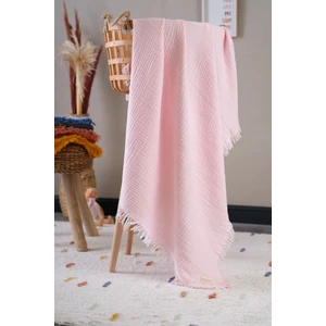 Müslin Örtü & Battaniye 4 Katlı Saçaklı  Pamuk Organik Oeko-Teks Sertifikalı 120 x 100 cm