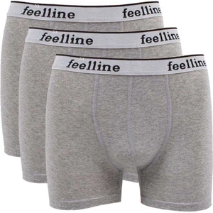 3 Adet Feelline Gri Pamuklu Doğal Likralı Erkek Boxer