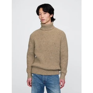 Erkek Bej Balıkçı Yaka Kazak