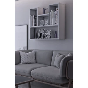 Moka Park AVM Duvara Monte 5 Bölmeli Raflı Modern Kitaplık Raf