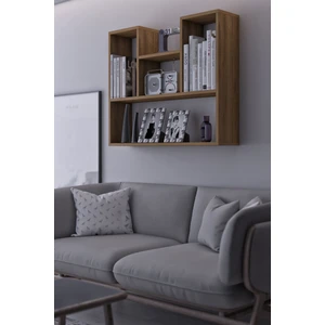 Moka Park AVM Duvara Monte 5 Bölmeli Raflı Modern Kitaplık Raf