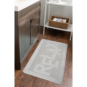 Doğal Kaymaz Taban Banyo Paspas Uzun Ömürlü Yumuşak Dokulu Su Emici Yıkanabilir Yazılı Paspas Gri Relax 60x100
