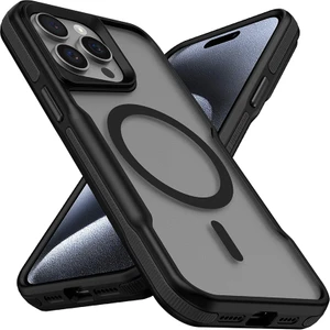 Farma Teknoloji iPhone 14 Pro Max Uyumlu Magsafe Şarj Özellikli Renkli Kenar Airbag Şeritli Lamer Kapak-Siyah