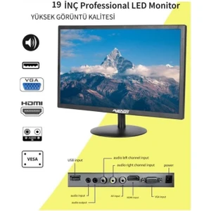19" Monitör AV-M19A Dahili Hoparlör, Hdmı-Vga 4K Uyumlu