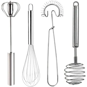 Hilamingo Home 4 Adet Paslanmaz Çelik Çırpıcı Set Otomatik Çırpıcı,tel Çırpıcı,yumurta Çırpıcısı,yaylı Çırpıcı