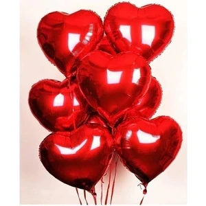 Folyo Kalpli Uçan Kalp Balon 10 Adet 45  cm  Kırmızı Romantik Evlilik Teklifi