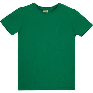 Yeşil Basic Unisex Çocuk Sıfır Yaka Kısa Kollu Tişört