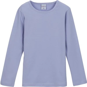 Açık Lila Basic Mevsimlik Likralı Uzun Kollu Kız Çocuk Tişört