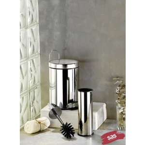 Krom 2 Parça Banyo Seti - 5LT Pedallı Banyo Çöp Kovası, Tuvalet WC Fırçası