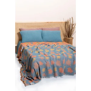 Mylasa Home MylasaHome Çift Kişilik 4 Katlı Müslin Çınar Yaprağı Desenli Yatak Örtüsü 240 x 260 cm