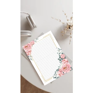 20 Adet 20x28 cm Boyutunda Çiçekli Mektup Kağıdı/not Kağıdı (Model 16)