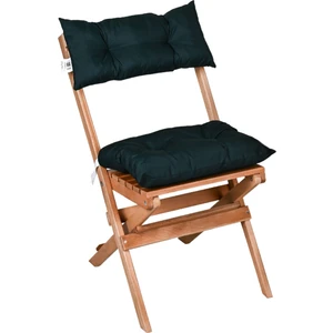 Puf Minderli Ahşap Katlanabilir  Bahçe Mutfak Balkon Teras Sandalyesi (Naturel-Yeşil)