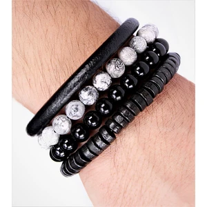 Alnis Atelier Jasper ve Oniks Doğal Taş Bileklik 4lü Kombin