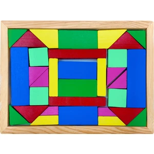 Eğitici Ahşap Oyuncak | Renkli Geometrik Şekiller Blok Seti