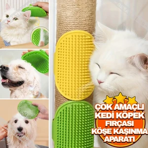 Kedi, Köpek Silikon Yıkama ve Tüy Toplama Aparatı | Ayarlanabilir Evcil Hayvan Köşe Kaşınma Aparatı