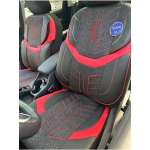 Toyota Proace City Araca Uygun Oto Koltuk Kılıfı Üniversal Keten ve Suni Deri Cepli Oto Koltuk Kılıf