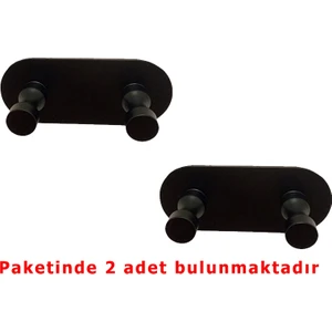 Kendinden Yapışkanlı Havlu Bornoz Banyo Askılık Ince Belli Mat Siyah 2 Li Paket