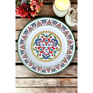 İnci Emaye 30 No 30 cm Emaye Yemek Tabağı Tabak Servis Yemek Kamp Piknik, Çeyiz, Hediye