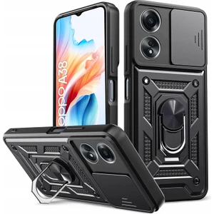 Oppo A38 Kılıf Kamera Koruma Sürgülü Mıknatıslı Stand Özellikli Silikon Tank Kapak