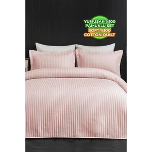 Evlen Home Collection Pamuk Yatak Örtüsü ( Pike ) Takımı Çift Kişilik Kapitone Çizgili Günlük Yıkanabilir Judy