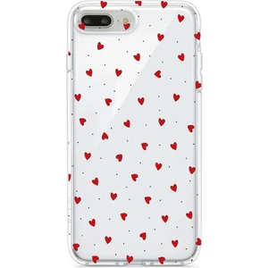 3gen Case Kırmızı Minik Kalpler Desenli Şeffaf Silikon Kılıf