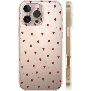 3gen Case Kırmızı Minik Kalpler Desenli Şeffaf Silikon Kılıf