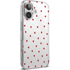 3gen Case Kırmızı Minik Kalpler Desenli Şeffaf Silikon Kılıf