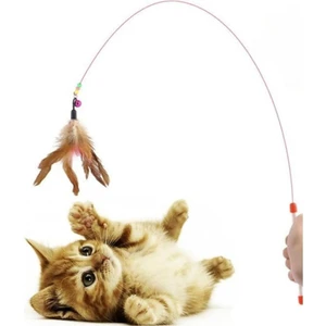 Kedi Oyun Oltası 90 cm Renkli Tüylü Kedi Oyuncağı